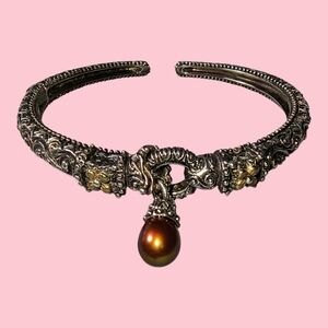 Barbara Bixby 14K Gold And Sterling Silver Bracelet With Copper Color Pearl